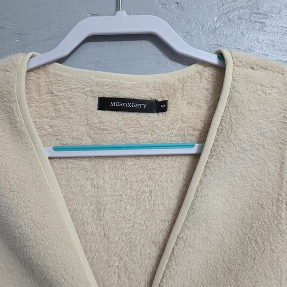 MEROKEETY Woman's Cream Colored Very Soft Vest Size Small - Picture 2 of 8